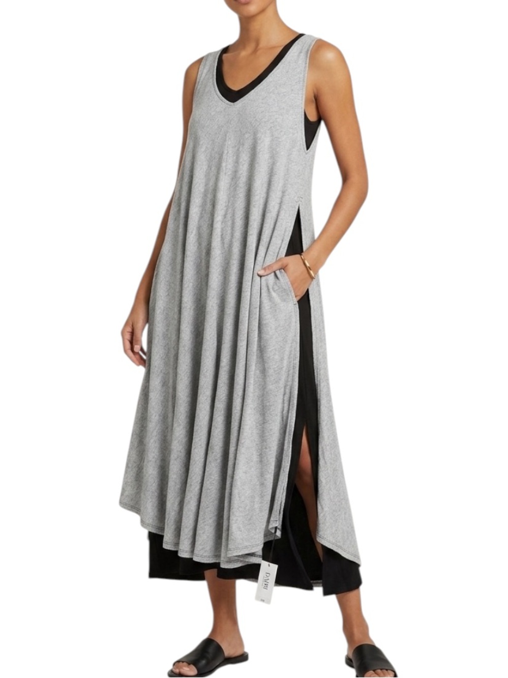 Dairi Two-Tone Layered Trapeze Tank Dress With Pockets Size Medium